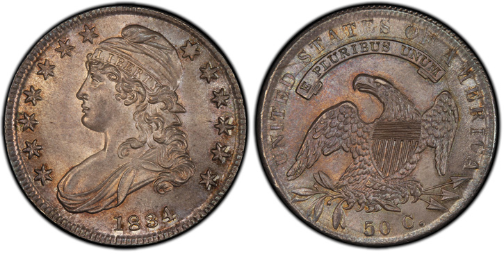 1834 Capped Bust Half Dollar. O-110. Small Date, Small Letters.  MS-66+ (PCGS).